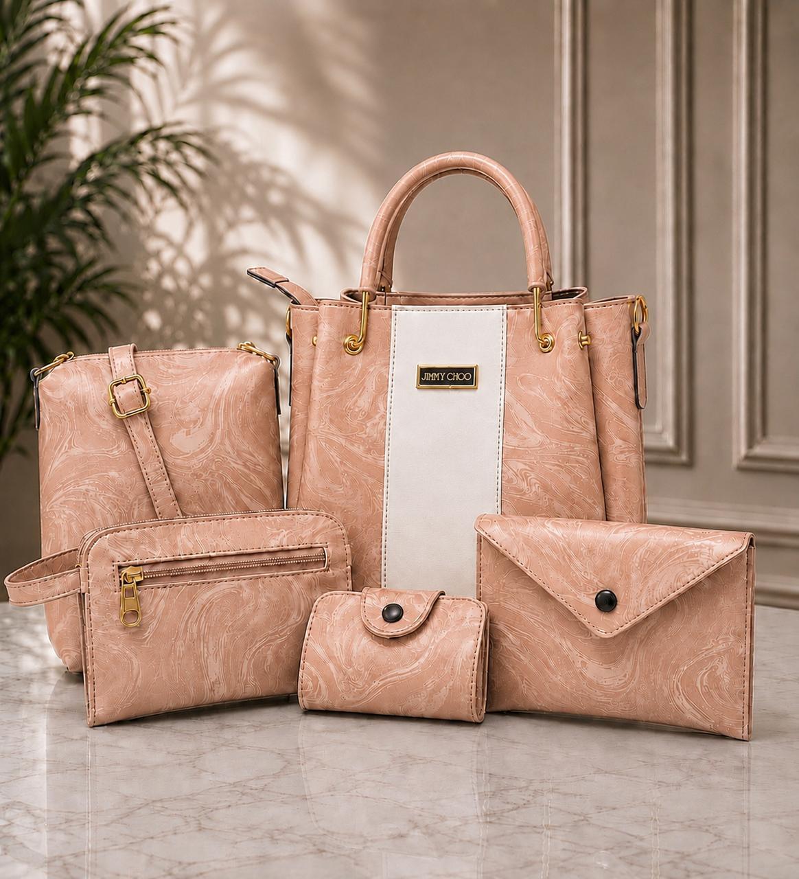 Handbag Set | 5-Piece Elegant Tote Bag Set | Shoulder Bag, Crossbody & Clutch | Premium Fashion Gift