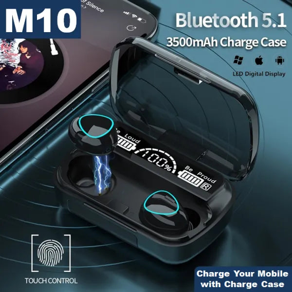 M10 &stearo TWS i12 Double Wireless tws i7sBluetooth Hand Free with Power Bank Stereo Earphones White bluetooth ear phone for all cell phones use